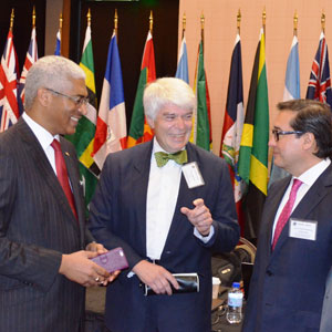 Hon. Garvin Nicholas, Attorney General Trinidad and Tobago and CFATF Deputy Chair, Mr. Roger Wilkins AO, FATF President and Hon. Luis Martínez, Attorney General El Salvador and CFATF Chair